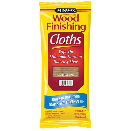Minwax 7" x 8" Natural Oak Wood Finish Stain Cloth, PK 8 30820